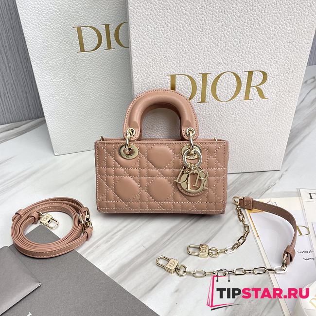Dior Lady D-Joy Micro Bag Rose Des Vents Cannage Lambskin Size 16 x 9 x 5 cm - 1