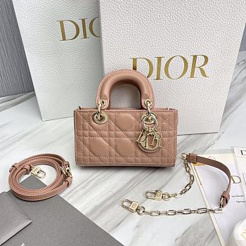 Dior Lady D-Joy Micro Bag Rose Des Vents Cannage Lambskin Size 16 x 9 x 5 cm