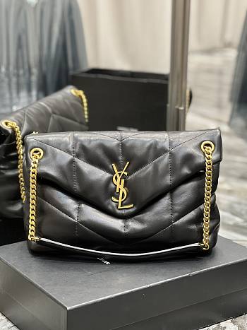 YSL Puffer Medium Chain Bag In Quilted Lambskin Black Size 35 X 23 X 13,5 CM