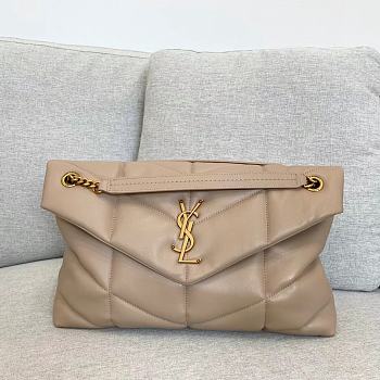YSL Puffer Medium Chain Bag In Quilted Lambskin Dark Beige Size 35 X 23 X 13,5 CM