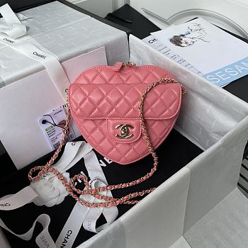 Chanel Heart Bag Lambskin Gold Coral Pink AS3191 Size 16x18x6.5cm
