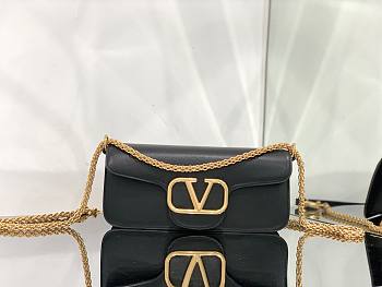 Valentino Loco Calfskin Shoulder Bag Black Size 27x13x6cm