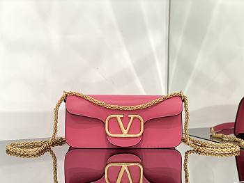 Valentino Loco Calfskin Shoulder Bag Pink Size 27x13x6cm