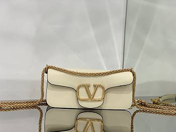 Valentino Loco Calfskin Shoulder Bag Light Ivory Size 27x13x6cm