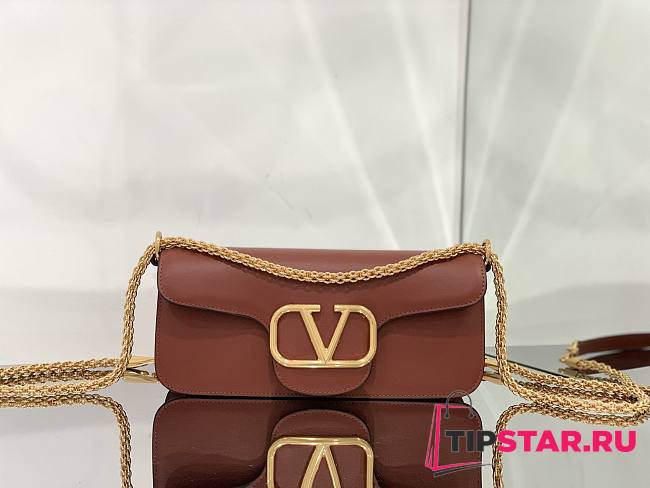 Valentino Loco Calfskin Shoulder Bag Gingerbread Size 27x13x6cm - 1