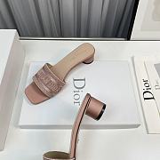 Dior Dway Heeled Slide Rose Des Vents Metallic Thread Embroidered Satin - 5
