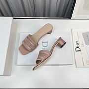 Dior Dway Heeled Slide Rose Des Vents Metallic Thread Embroidered Satin - 4