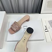 Dior Dway Heeled Slide Rose Des Vents Metallic Thread Embroidered Satin - 2