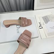 Dior Dway Heeled Slide Rose Des Vents Metallic Thread Embroidered Satin - 3