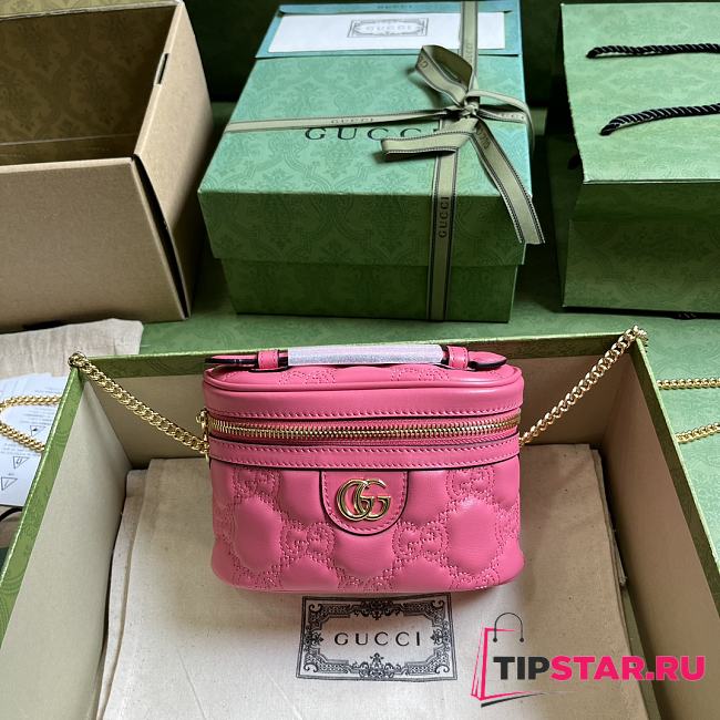 Gucci GG Matelassé Top Handle Mini Bag Pink Size 16x10.5x5 cm - 1
