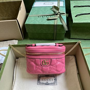 Gucci GG Matelassé Top Handle Mini Bag Pink Size 16x10.5x5 cm