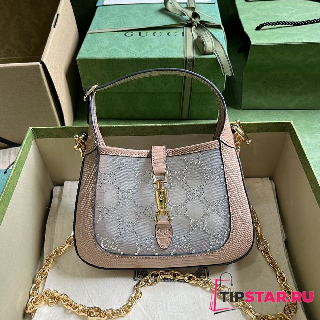 Gucci Jackie 1961 Mini Crystal GG Lizard Bag Size 19x13x3 cm - 1