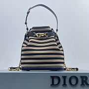 Dior Medium C'Est Bag Natural and Denim Blue Marinière Raffia Size 24 x 10 x 24.5 cm - 5