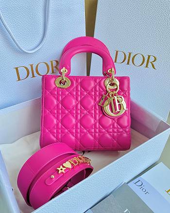 Dior Small Lady My ABCDIOR Bag Rani Pink Cannage Lambskin Size 20 x 17 x 8 cm