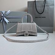 Balenciaga Women's Hourglass Xs Handbag With Rhinestones In Grey Size 19x8x13cm - 1