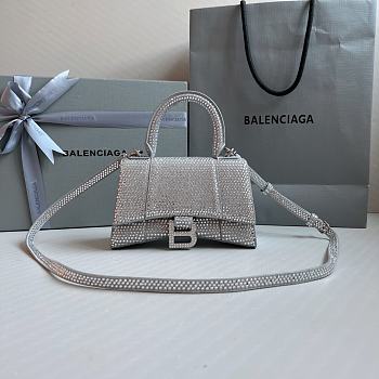 Balenciaga Women's Hourglass Xs Handbag With Rhinestones In Grey Size 19x8x13cm