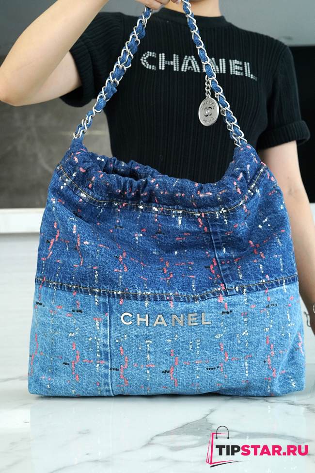 Chanel 22 Handbag Denim Patchwork AS3261 Size 39 × 42 × 8 cm - 1