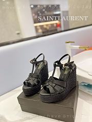 YSL Tribute Espadrilles Wedge In Smooth Leather Black - 3