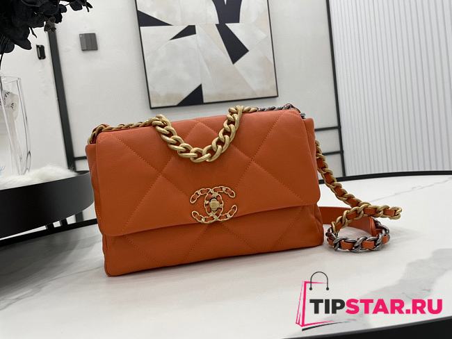 Chanel 19 Handbag Orange AS1160 Size 16 × 26 × 9 cm - 1