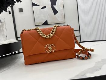Chanel 19 Handbag Orange AS1160 Size 16 × 26 × 9 cm