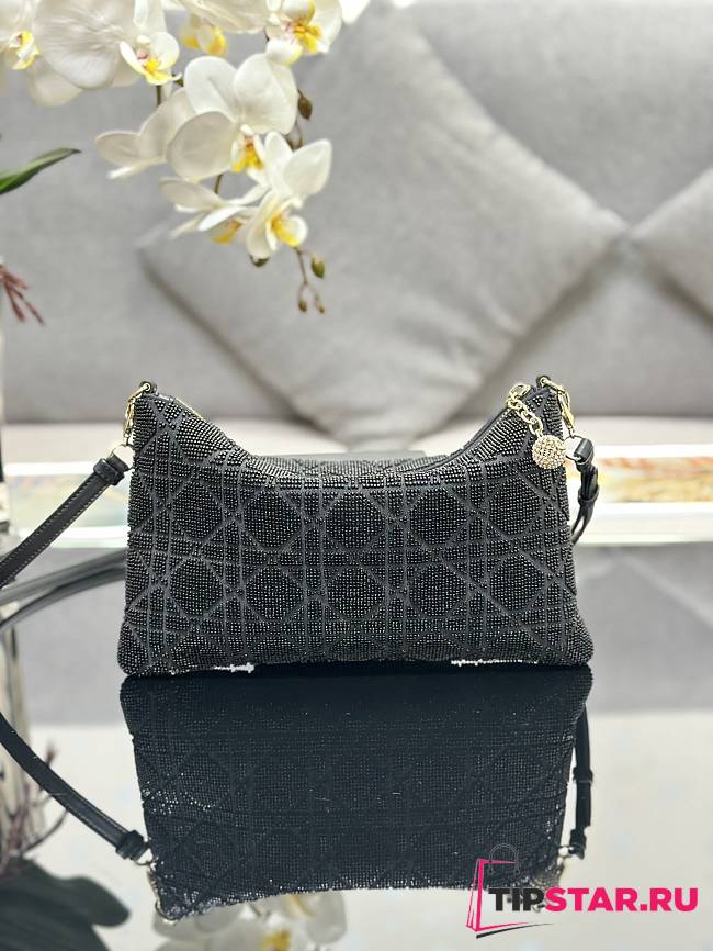 Dior Dream Bag Black Cannage Cotton with Bead Embroidery Size 26×16cm - 1