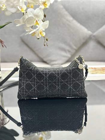 Dior Dream Bag Black Cannage Cotton with Bead Embroidery Size 26×16cm