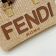 Fendi By The Way Mini Natural Straw Small Boston Bag Size 12x9x20.5 cm - 4