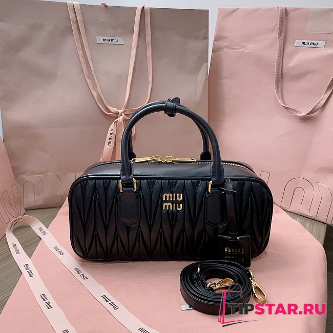 Miumiu Arcadie Matelassé Nappa Leather Bag Black Size 12*27*9 cm - 1