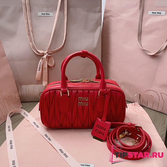 Miumiu Arcadie Matelassé Nappa Leather Bag Red Size 10.5*22*7.5 cm - 1