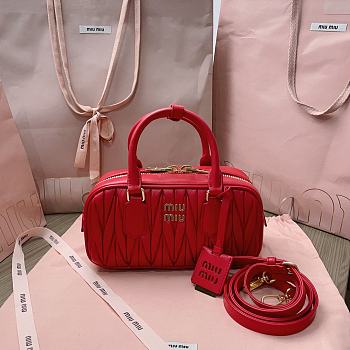 Miumiu Arcadie Matelassé Nappa Leather Bag Red Size 10.5*22*7.5 cm