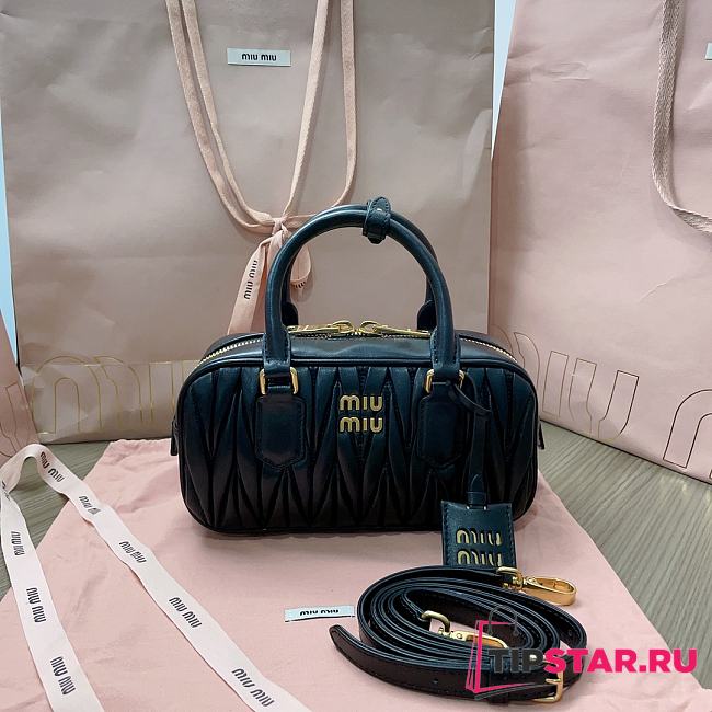 Miumiu Arcadie Matelassé Nappa Leather Bag Black Size 10.5*22*7.5 cm - 1