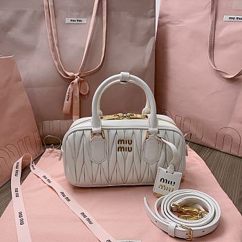 Miumiu Arcadie Matelassé Nappa Leather Bag White Size 10.5*22*7.5 cm