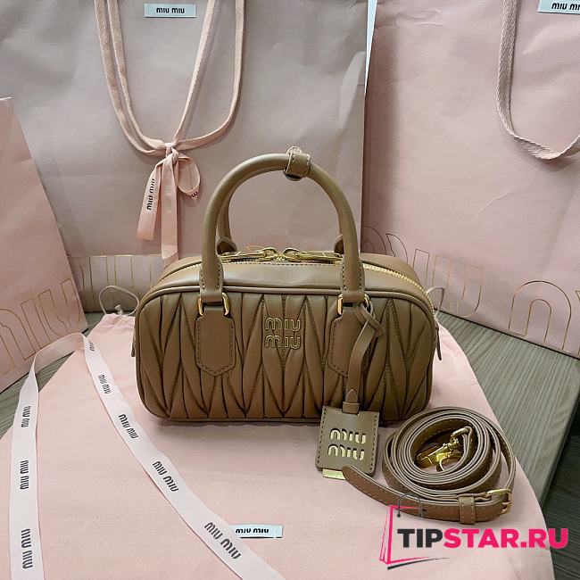 Miumiu Arcadie Matelassé Nappa Leather Bag Caramel Size 10.5*22*7.5 cm - 1