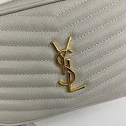 YSL Lou Mini Bag In Grain De Poudre Embossed Leather Blanc Vintage Size 19 X 10.5 X 5 CM - 3