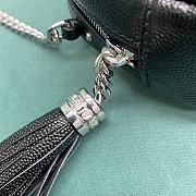 YSL Lou Mini Bag In Quilted Grain De Poudre Embossed Leather Black Silver Hardware Size 19 X 10.5 X 5 CM - 3