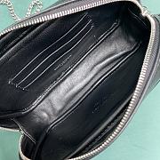 YSL Lou Mini Bag In Quilted Grain De Poudre Embossed Leather Black Silver Hardware Size 19 X 10.5 X 5 CM - 4