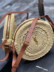 YSL Round Bag In Raffia And Vegetable-Tanned Leather Size 21,5 X 21,5 X 4,5 CM - 3