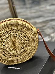 YSL Round Bag In Raffia And Vegetable-Tanned Leather Size 21,5 X 21,5 X 4,5 CM - 2