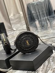 YSL Round Bag In Raffia And Vegetable-Tanned Leather Black Size 21,5 X 21,5 X 4,5 CM - 5
