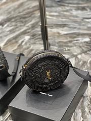 YSL Round Bag In Raffia And Vegetable-Tanned Leather Black Size 21,5 X 21,5 X 4,5 CM - 3