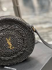 YSL Round Bag In Raffia And Vegetable-Tanned Leather Black Size 21,5 X 21,5 X 4,5 CM - 2