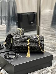 YSL Kate 99 Chain Bag With Tassel In Raffia 604276 Black Size 26 X 13,5 X 4,5 CM - 1