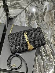 YSL Kate 99 Chain Bag With Tassel In Raffia 604276 Black Size 26 X 13,5 X 4,5 CM - 3