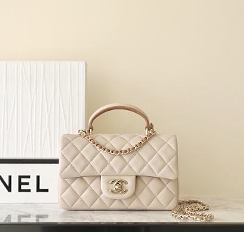 Chanel Flap Bag With Top Handle In Beige Size 20x12x6 cm