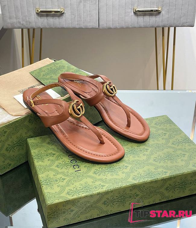 Gucci Double G Thong Sandal Brown - 1