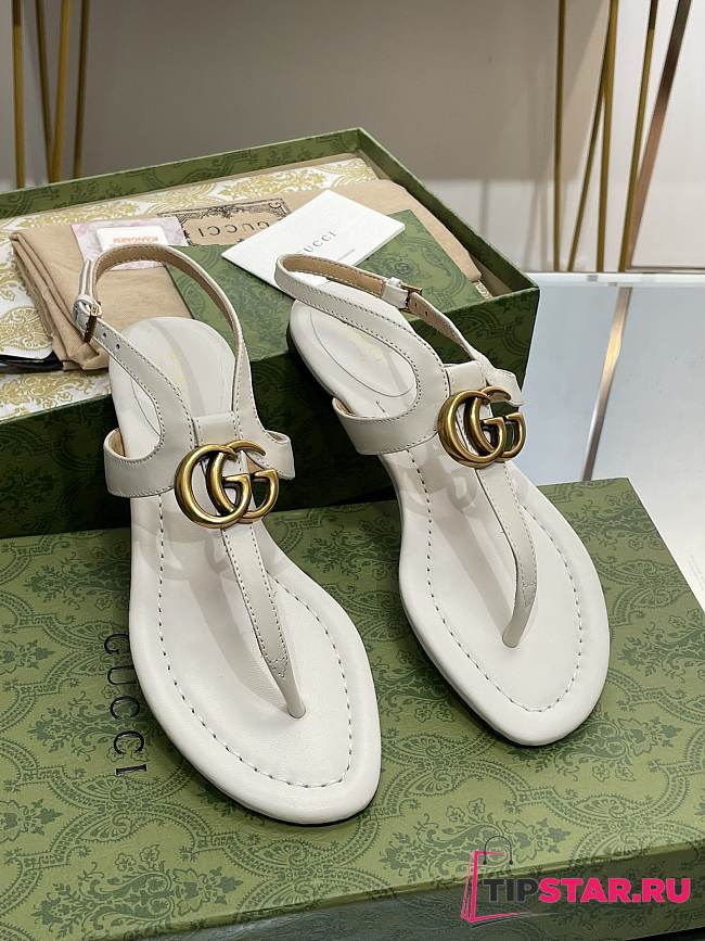 Gucci Double G Thong Sandal White - 1