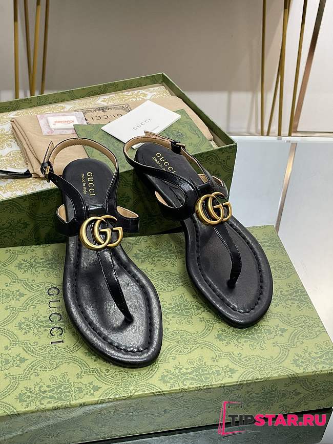 Gucci Double G Thong Sandal Black - 1