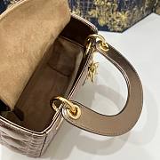 Lady Dior Mini Bag Metallic Dark Gold-Tone Cannage Calfskin Size 17 x 15 x 7 cm - 5