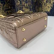 Lady Dior Mini Bag Metallic Dark Gold-Tone Cannage Calfskin Size 17 x 15 x 7 cm - 4