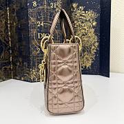 Lady Dior Mini Bag Metallic Dark Gold-Tone Cannage Calfskin Size 17 x 15 x 7 cm - 3